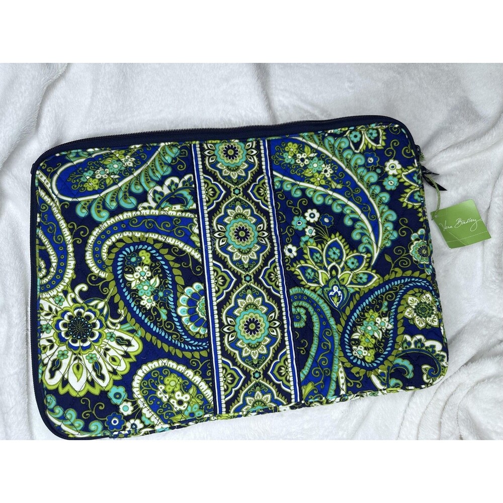 NEW Vera Bradley 17" Laptop Sleeve Case Rhythm & Blues Paisley Padded Cotton